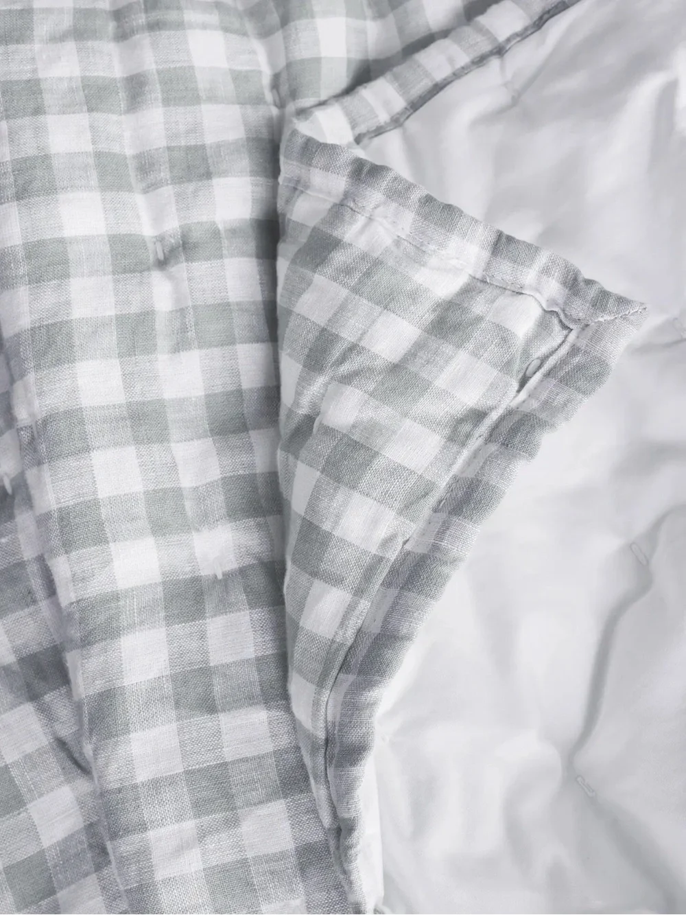 Light Blue Full/Queen Linen Gingham Quilt - Retail $170